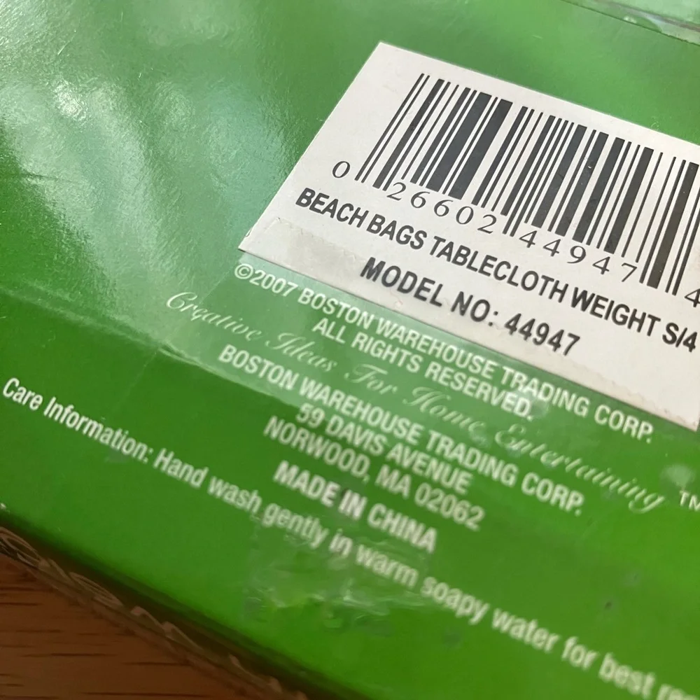 BEACH BAG TABLECLOTH WEIGHTS (4) BY BOSTON TRADING CORP 2007 - UNUSED-NWT-